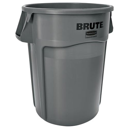 Rubbermaid Commercial Products BRUTE Heavy-Duty Round Trash/Garbage Container, 44-Gallon, Gray, for Landscapers/Construction Sites/Restaurants/Back of House/Offices/Warehouses, Pack of 4