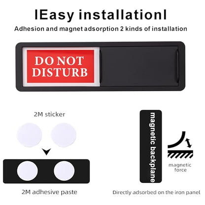 Do Not Disturb/Welcome Door Sign, Sliding Privacy Indicator Sign - color: Black Do Not Disturb