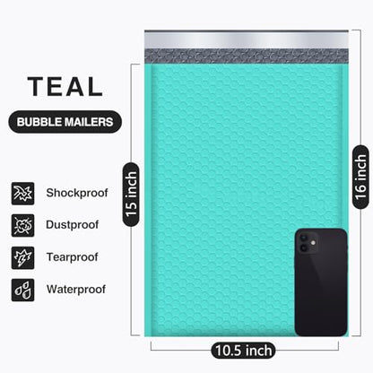 UCGOU Bubble Mailers 10.5x16" 40 Pack Usable Size 10.5x15" Teal Padded - color: Teal, size: 10.5x16" 40PC