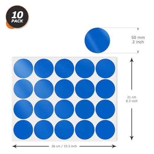 Blue Round Stickers 2 Inch Waterproof Vinyl Coding Labels 200 PCS - color: Blue