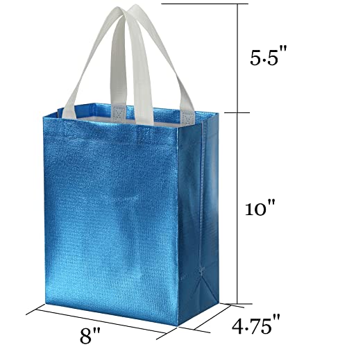 Tosnail 40 Pack Glossy Reusable Grocery Bags, 10 x 8 Inch Shopping Tote Bag with Handle Present Bag Gift Bag for Weddings, Birthdays, Party, Event, Light Blue - color: Light Blue