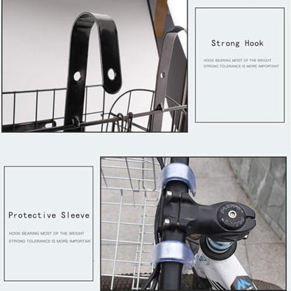 Folding Bike Front Basket Bicycle Wire Basket with Handles Easy Installation on Front Handlebar