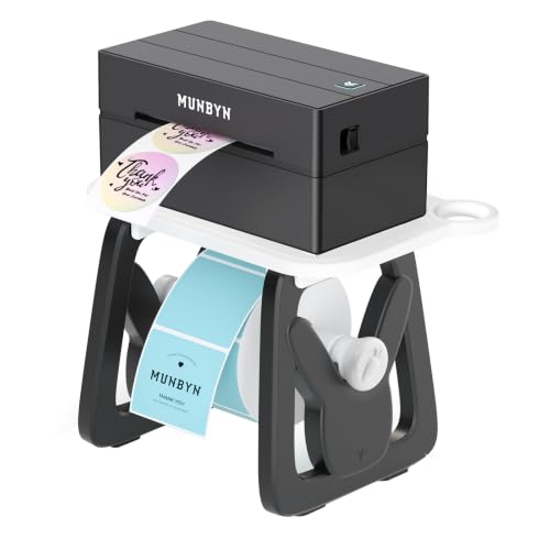 MUNBYN Thermal Label Holder for Rolls and Fanfold Labels - color: Black and White