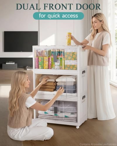 OlarHike 97QT Storage Bins with Lids for Closet, Office, Shelves, 4 Pack - size: 97QT-White