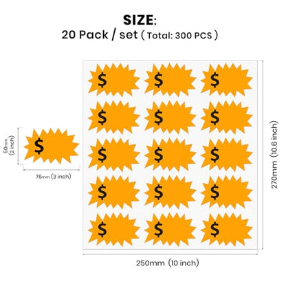 Sale Price Stickers Orange 3 x 2 Inch Vinyl Writable Labels 600 PCS - color: Orange