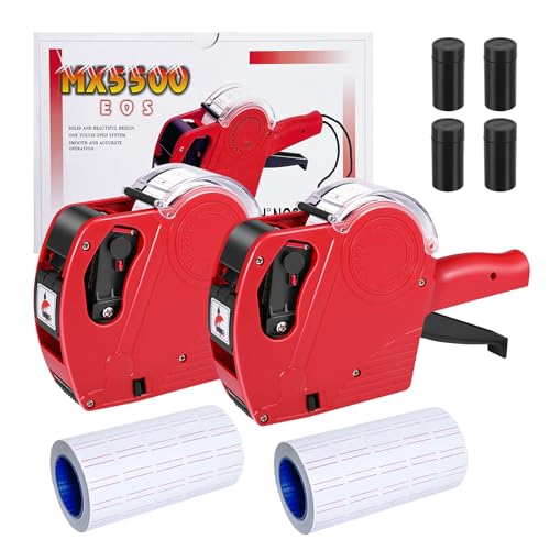 2 Pack Price Gun 8 Digits Pricing Gun Price Tag Gun with 5000Labels - color: Red 2 Pack Price Gun