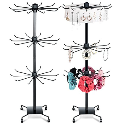 BBTO 2 Pcs Rotating Display Stand Earring Rack, Black, 28.35 x 11.81 Inch - color: Black, size: 28.35 x 11.81 Inch
