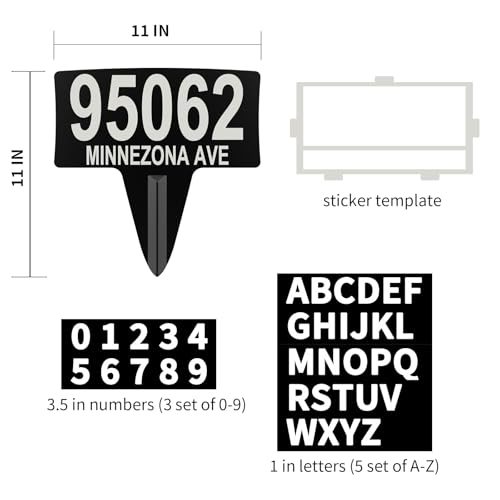 Metal House Address Yard Sign with Numbers and Letters for outside - color: Black(Square)