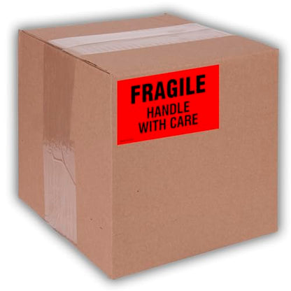 Kenco 3" X 5" Fragile Handle with Care Fluorescent Shipping Label Stickers for Shipping and Packing -500 Labels Per Roll (5 Pack) - size: 5 PACK