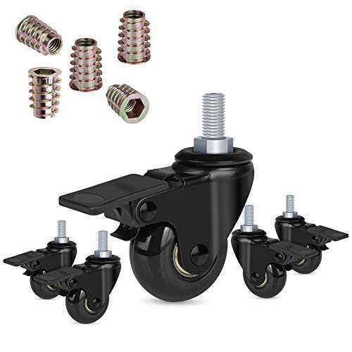 Hirate 2 inch Threaded 3/8"-16UNC Stem Swivel Casters with Locking Wheel - size: 2 inch