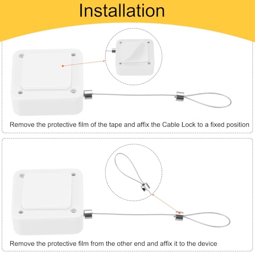 MECCANIXITY 4.9ft Retractable Cable Lock w/Latch Remote Control White 4pcs - color: White, size: 4.9ft