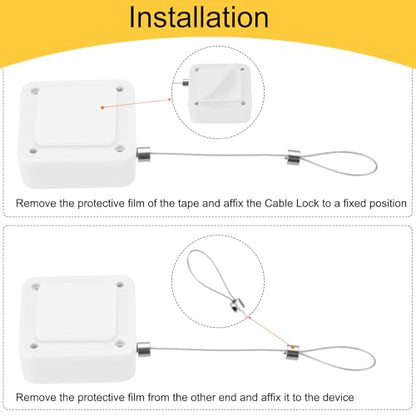 MECCANIXITY 4.9ft Retractable Cable Lock w/Latch Remote Control White 4pcs - color: White, size: 4.9ft