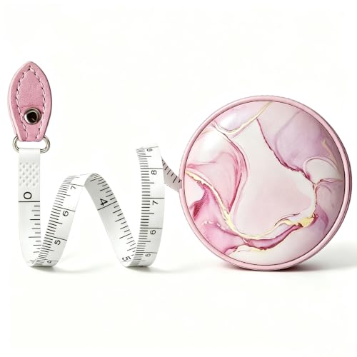 Tape Measure Body Measuring Tape，Medical Body Cloth Tailor Craft Dieting Measuring Tape, Dual Sided Retractable Ruler Colour Printed Soft Tape Measure Retractable - color: Pink Flow Gold 1 pack