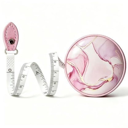 Tape Measure Body Measuring Tape，Medical Body Cloth Tailor Craft Dieting Measuring Tape, Dual Sided Retractable Ruler Colour Printed Soft Tape Measure Retractable - color: Pink Flow Gold 1 pack