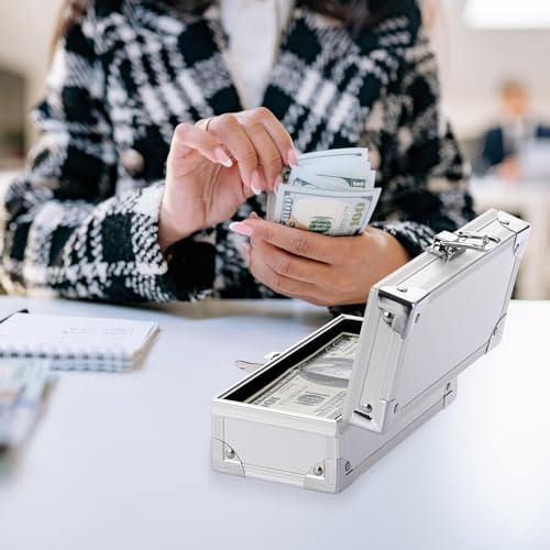 Hipiwe Lockable Cash Box Aluminium Alloy Money Box for with Key Lock - color: Silver, size: Small
