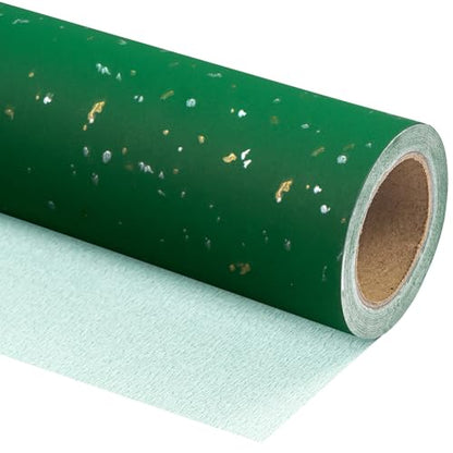 WRAPAHOLIC 30 Inch Green Wrapping Paper Roll - 30 Inch x 16.5 Feet - Green Gold Foil Design with Silky Touch Perfect for Christmas, Birthday, Holiday, Wedding, Baby Shower - color: Green, size: 30 inch x 16.5 feet