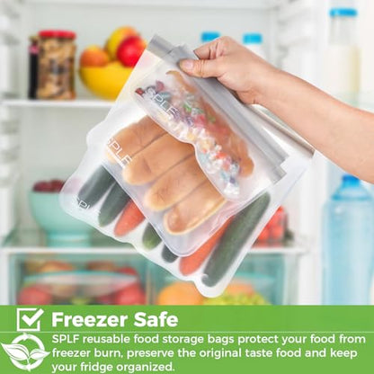 SPLF 12 Pack Dishwasher Safe Reusable Food Storage Bags, Gray - color: Gray, size: 12 Pack-2 Gallon 5 Sandwich 5 Snack