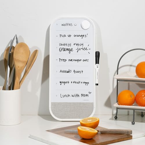 U Brands Modern Bevel Magnetic Dry Erase Calendar White Board with Bulletin Strip, 7" x 16", White Frame, Includes Magnet, Marker - size: 7"W x 16"H, style: Weekly
