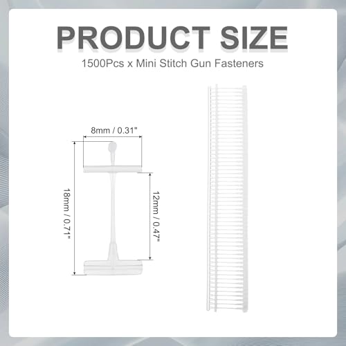uxcell 1500Pcs Mini Stitch Gun Fasteners,12mm/0.47" Stitch Gun Refill,Clear - color: Clear, size: 12mm/0.47"