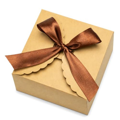 WEWILUCK Brown Kraft Gift Boxes with Ribbons, 8 Pack, 6 x 6 x 3 Inches - color: Brown, size: Medium-Large 6"x6"x3" (8 Pack)