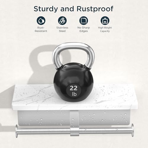 FORIOUS Double Marble Toilet Paper Holder with Phone Shelf, Commercial - color: Brushed Nickel, size: Double Roll