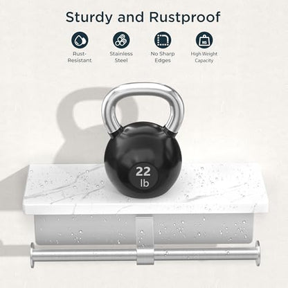 FORIOUS Double Marble Toilet Paper Holder with Phone Shelf, Commercial - color: Brushed Nickel, size: Double Roll