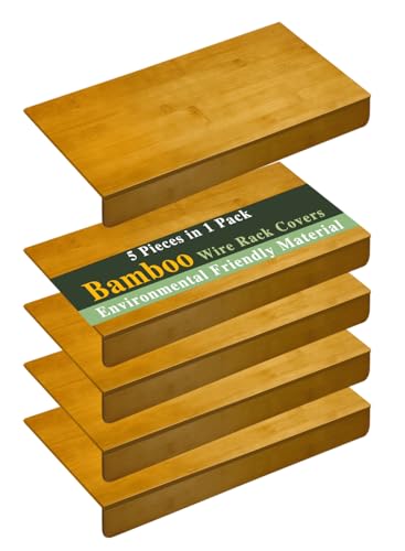 Bamboo Wire Shelf Covers for Wire Shelving,Heavy Duty Wire Rack Covers for Pantry Kitchen Closet（5pcs,24" W x 12" D - size: 24" W X 12" D