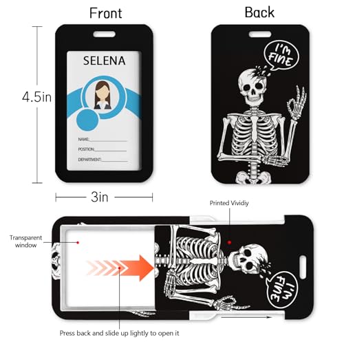 Lanyard, Id Badge Holder，Teacher Card Retractable Reel, Skeleton - color: Skull Fine