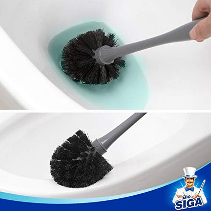 MR.SIGA Toilet Plunger and Brush Combo for Toilet Cleaning, Gray, 2 Set (Pack of 6) - color: Gray, size: 6.3 x 8.2 x 18.1 inch (Pack of 6)