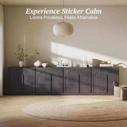 BELLEZE Bijou 4-Piece Modular Sideboard Buffet Cabinet - Ebony - color: Bijou Ebony Bbcc
