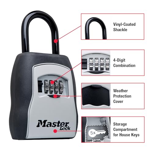 Master Lock Portable Key Lock Box, Combination Lock Box Holds 5 Keys 5400EC - size: 1 Pack, style: Standard Shackle