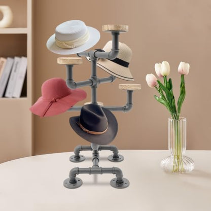 Tabletop Hat Rack Stand with 8 Hooks, 4 Tier - color: Black, style: Style D-8 Hooks