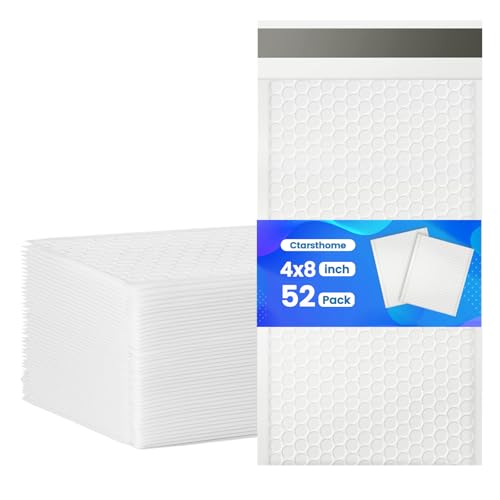 52 Pack Bubble Mailers 4x8inch Padded Envelopes Thin Mailing Envelopes Waterproof Bubble Opaque Padded Mailers Self Seal Adhesive Shipping Bags for Mailing Jewelry Makeup Small Business - color: white, size: 4x8-52pack
