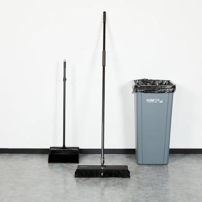 Restaurantware-Clean Tek Professional 17.13 Inch Push Broom, 1 Heavy-Duty Broom With 59” Handle - Medium Bristles, 2 Handle Attachment, Wooden, Commercial Use, For Deck, Garage, Yard, Patio