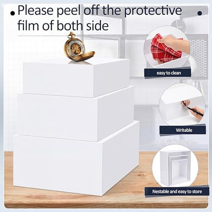 3 Pack Extra Large White Acrylic Buffet Risers 14” 13” 12” Cubes - color: White, style: Cube