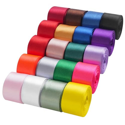 LIUYAXI Rainbow Satin Ribbon Set, 1 Inch x 20 Rolls Total 100 Yards - color: Rainbow Satin Ribbon, size: 1 x 3600 inches