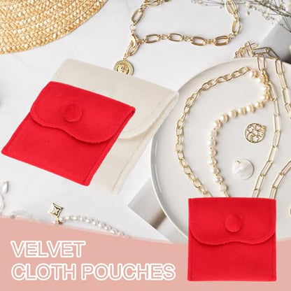 PATIKIL Velvet Jewelry Pouches, 6 Pcs Jewelry Packaging Gift Bags with Snap Button for Bracelet Rings Watch Necklace, (3"x3"/4"x4"/4"x5") White - color: White, size: (3"x3"/4"x4"/4"x5")