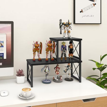 ELITEROO Wood Desktop Shelf, Freestanding Small Bookshelf Organizers - color: Black