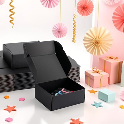 8x6x3 inch Black Shipping Boxes for Small Business- Set of 25 - color: Black, size: 8x6x3
