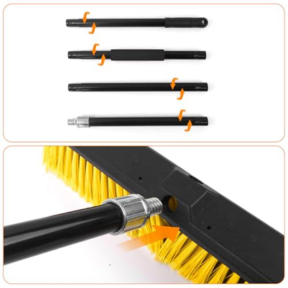 3 Pack 18-Inch Outdoor Push Brooms with 62-Inch Long Handles - color: Yellow 3 Pack, size: 18Inch