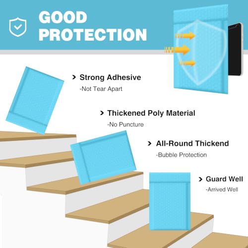 Famagic Blue Bubble Mailers 4x8 for Shipping & Cards, 50pc, Usable 4x7 - color: Light Blue, size: 4x8 50pcs