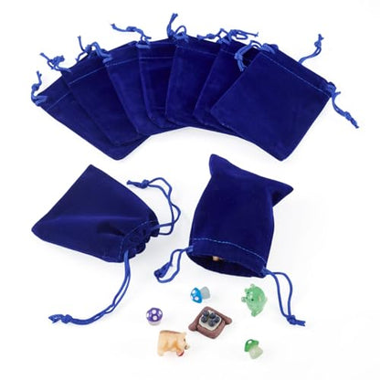 FASHEWELRY 20Pcs Small Drawstring Velvet Bags Dark Blue Christmas Bags - color: Dark Blue, size: 9x7cm/3.6x2.8 inch