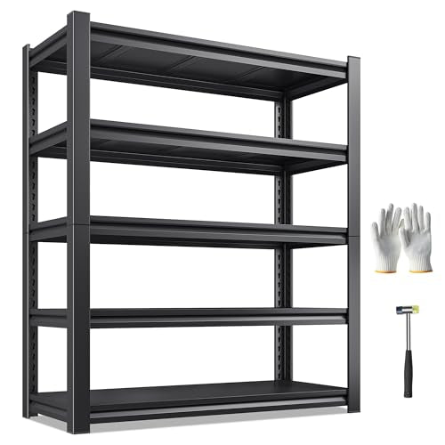 REIBII 5 Tier Garage Shelving for Garage, Adjustable Metal Shelving - size: 72" H x 36" W x 16" D