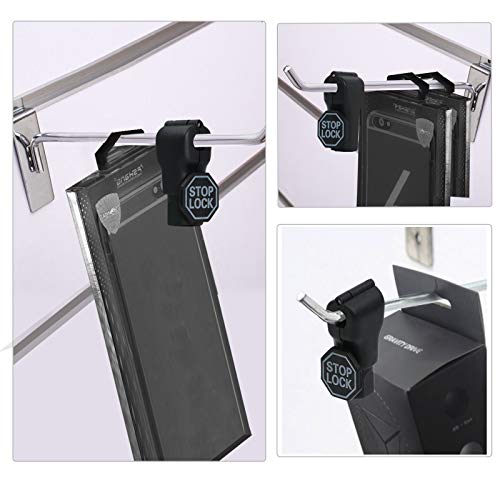 200Pcs Black Peg Hook Security Stop Lock 6mm for 4.5-5.9mm Pegboard - color: Black