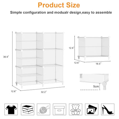 AWTATOS Closet Organizer 6 Cube Storage Shelves, Transparent Twill - color: Transparent Twill