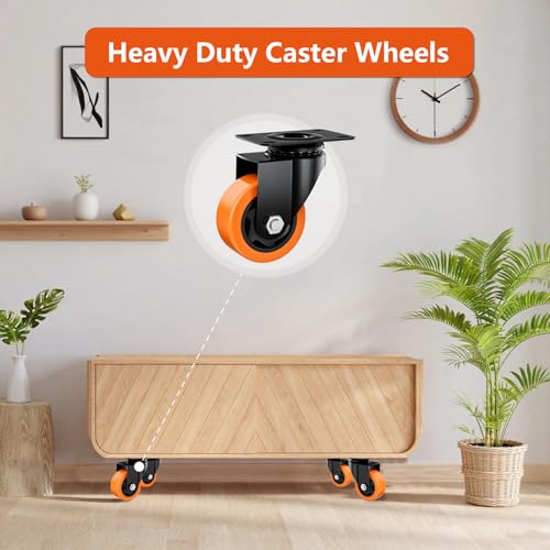 2" Swivel Plate Casters Set of 4 Heavy Duty 400 lbs - color: Orange, size: 2 Inch Non-Brake