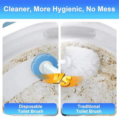 JOYMOOP Bathroom Cleaning Set, Mop and Bucket System with Toilet Brush Set, White, Microfiber Flat Mop for Household & Commercial Floor and Bathroom Cleaning - color: B