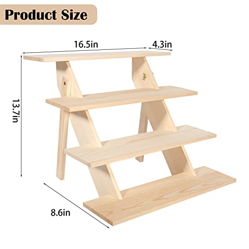 ZYP 4 Tier Wood Cupcake Display Stand, Retail Cookie Display Riser,Nature - color: Nature