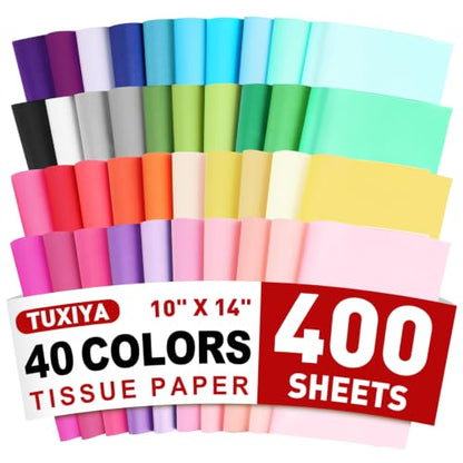 TUXIYA 400 Sheets Tissue Paper,40-Color 14"X10" Tissue Paper for Gift Bags - size: 400P