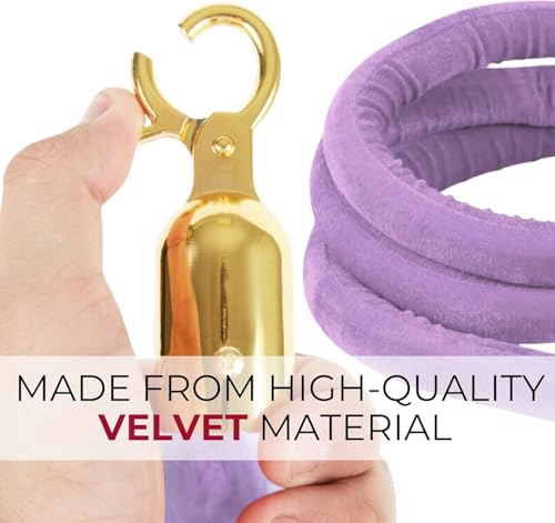 6PCS Light Purple Velvet Rope - 5FT Elegant Rope for Stanchion Barrier VIP Events Crowd Control Safety Divider for Red Carpet Weddings Parties and Special Occasions Durable and Stylish Design - size: 6PCS Light purple